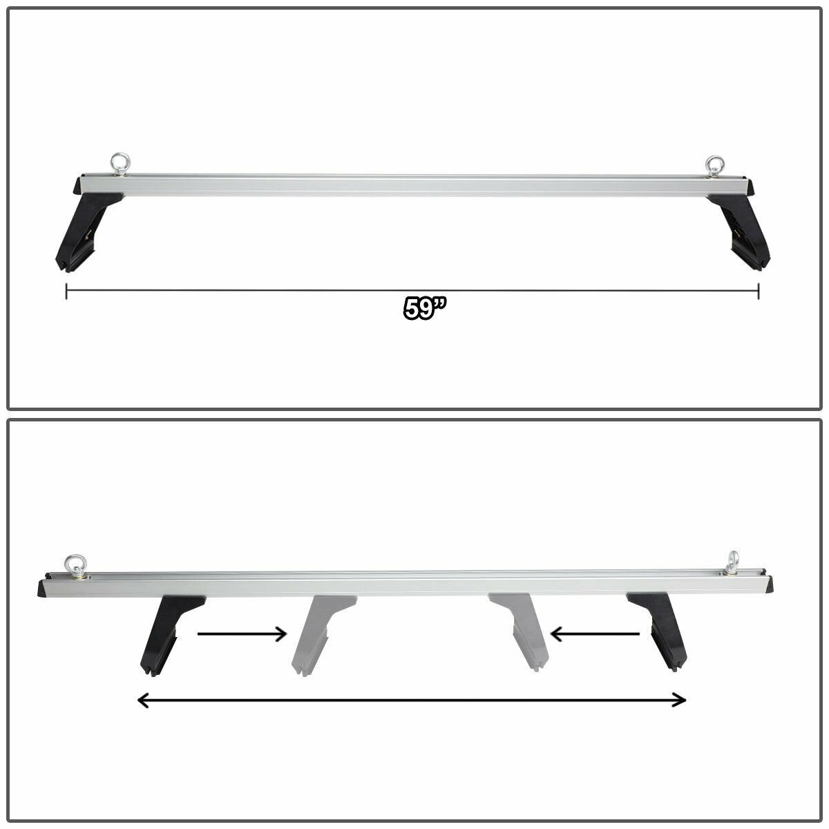 Metal legs of car roof rack cross bar providing 150mm height
