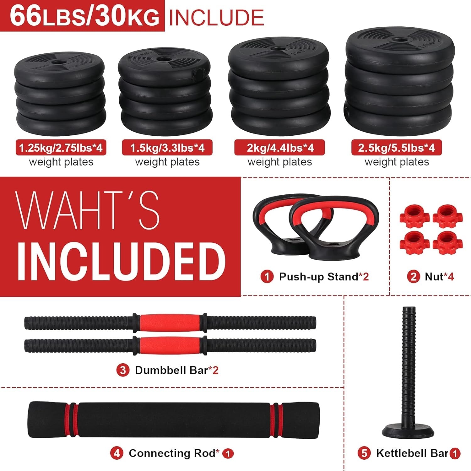 Side view of adjustable dumbbells set 30kg barbell connecting rod attached