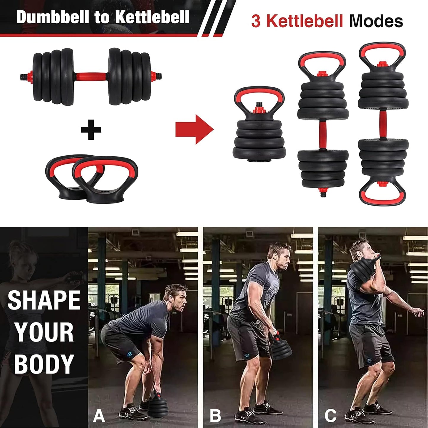 Push-up stands included with adjustable dumbbells set 30kg on wooden floor