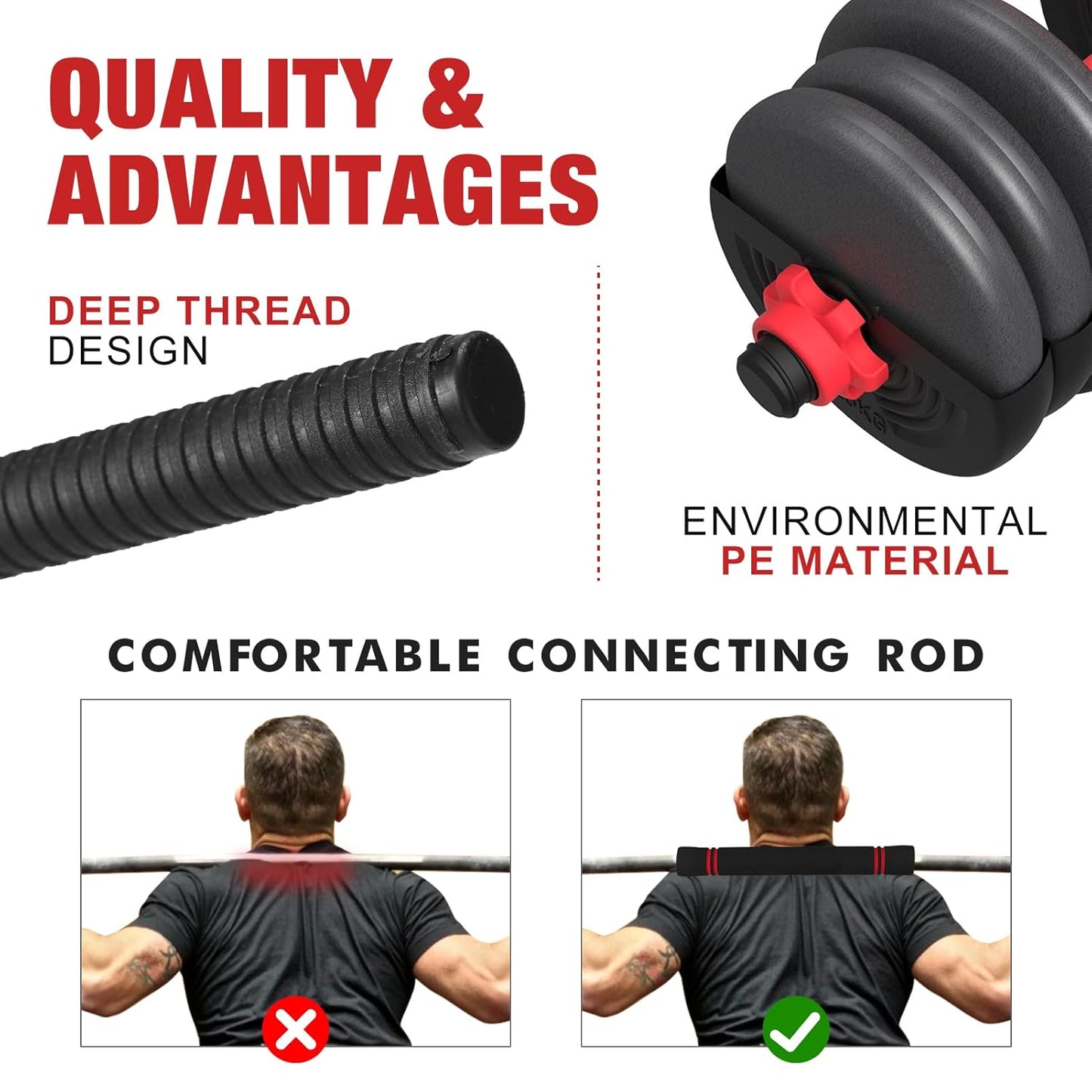 Adjustable dumbbells set 30kg compact design saving space in home gym
