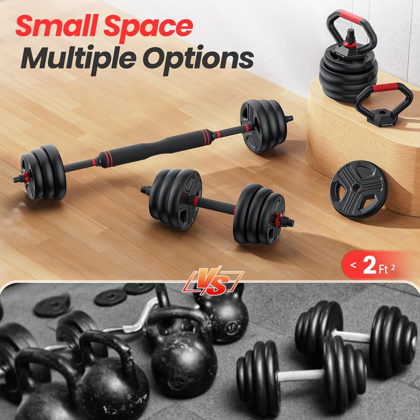 Adjustable dumbbells set 30kg showing ergonomic grip and foam handles