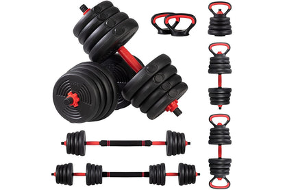 Close-up of adjustable dumbbells set 30kg non-slip foam-covered rods