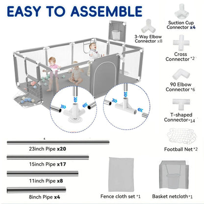 Side view of portable playpen fence gate with zipper door access