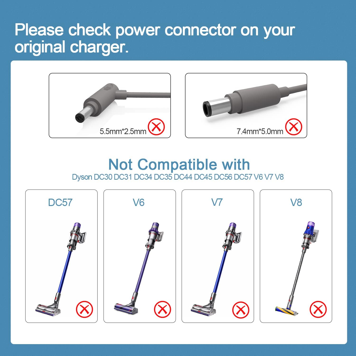 Dyson V10 V11 V12 V15 charger connected to vacuum battery