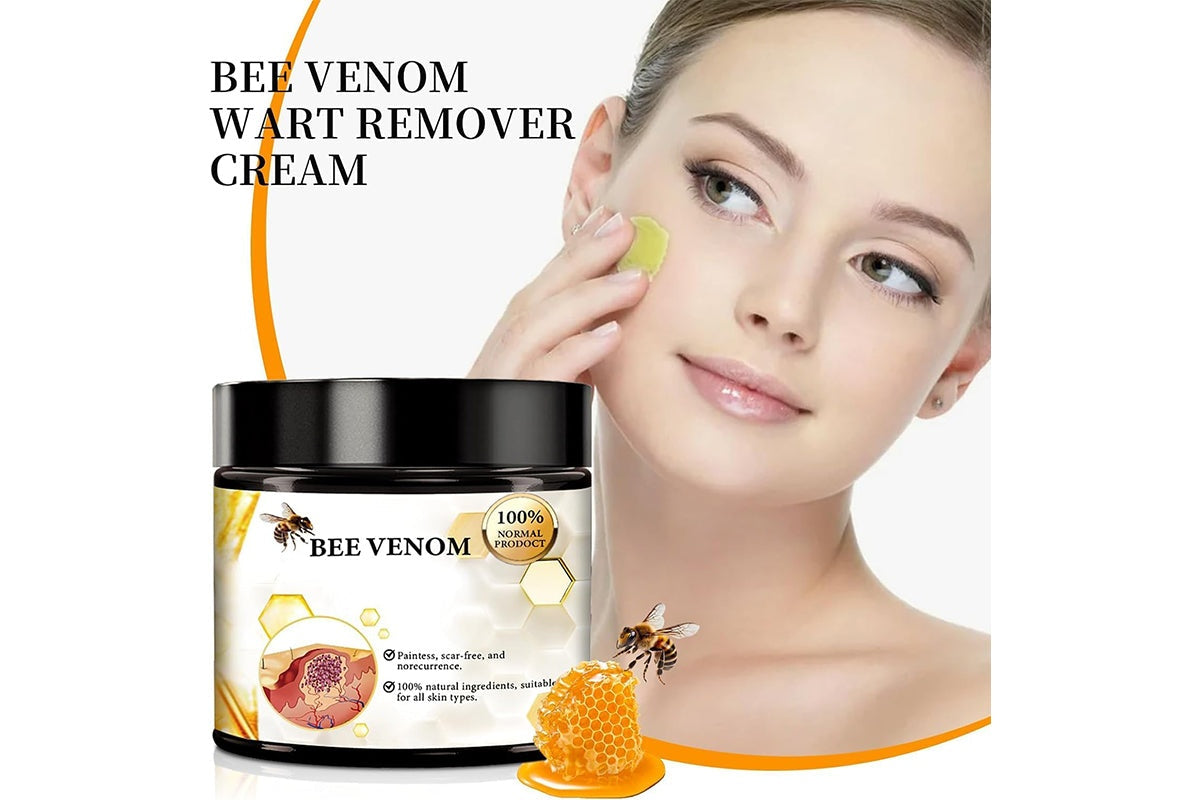 Bee venom cream applied on hand for skin repair