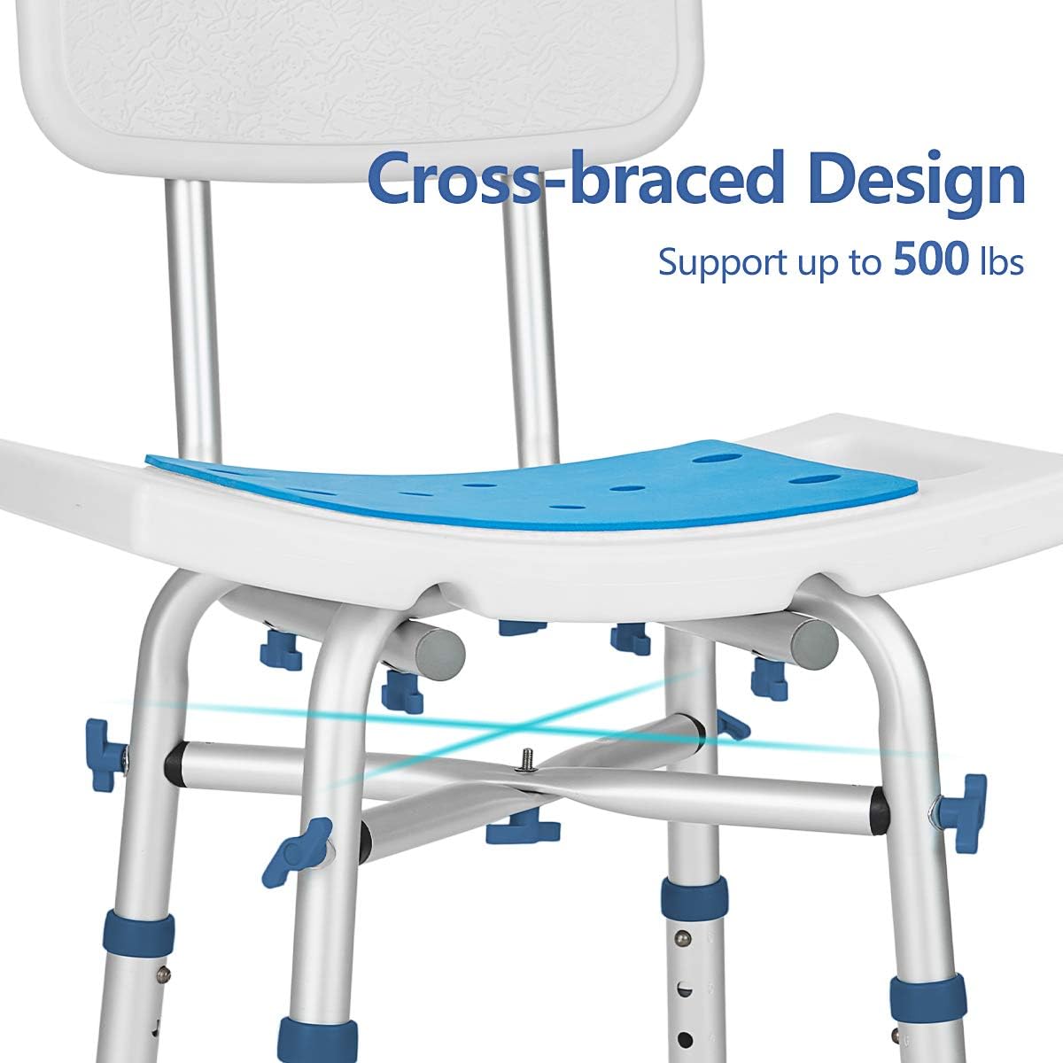 Shower stool with assist grab bar attached for support