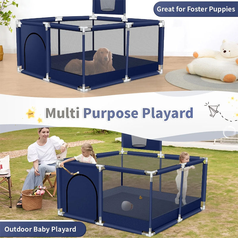 Anti-slip base detail on portable playpen fence gate