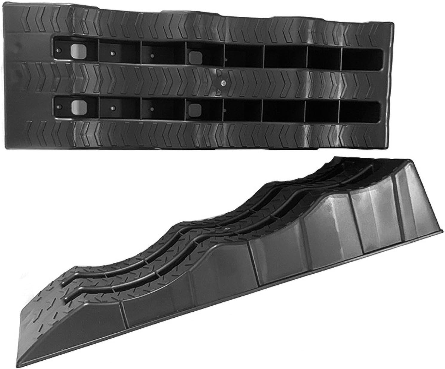 Drive-up ramp angle of RV leveling blocks for easy use