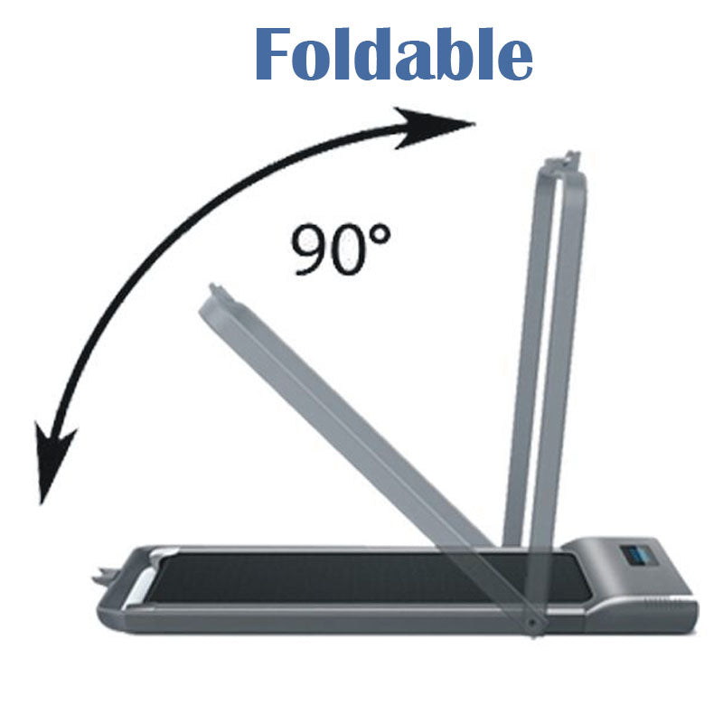 Foldable walking pad treadmill under a desk in office