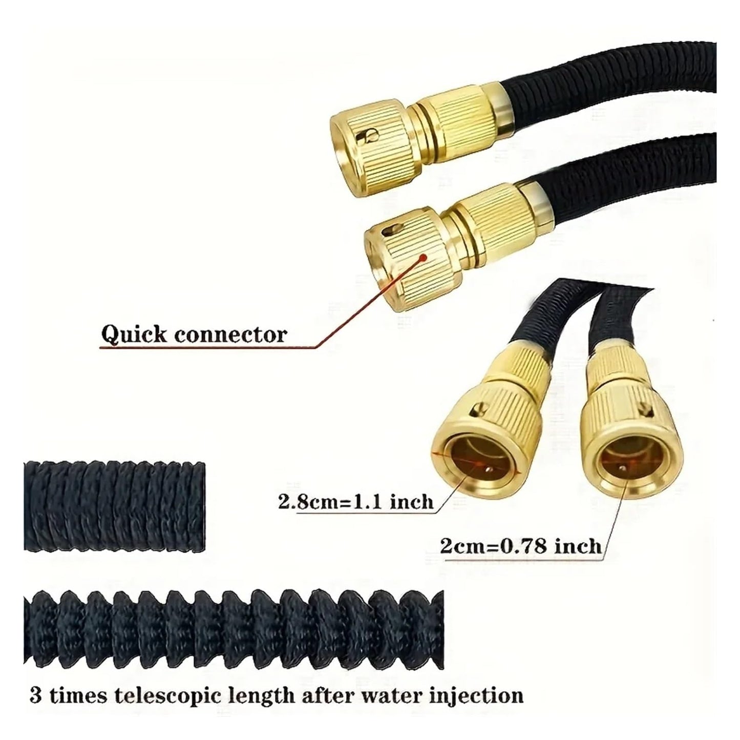 Flexible garden hose 75ft attached to outdoor tap