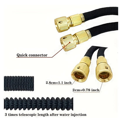 Flexible garden hose 75ft attached to outdoor tap