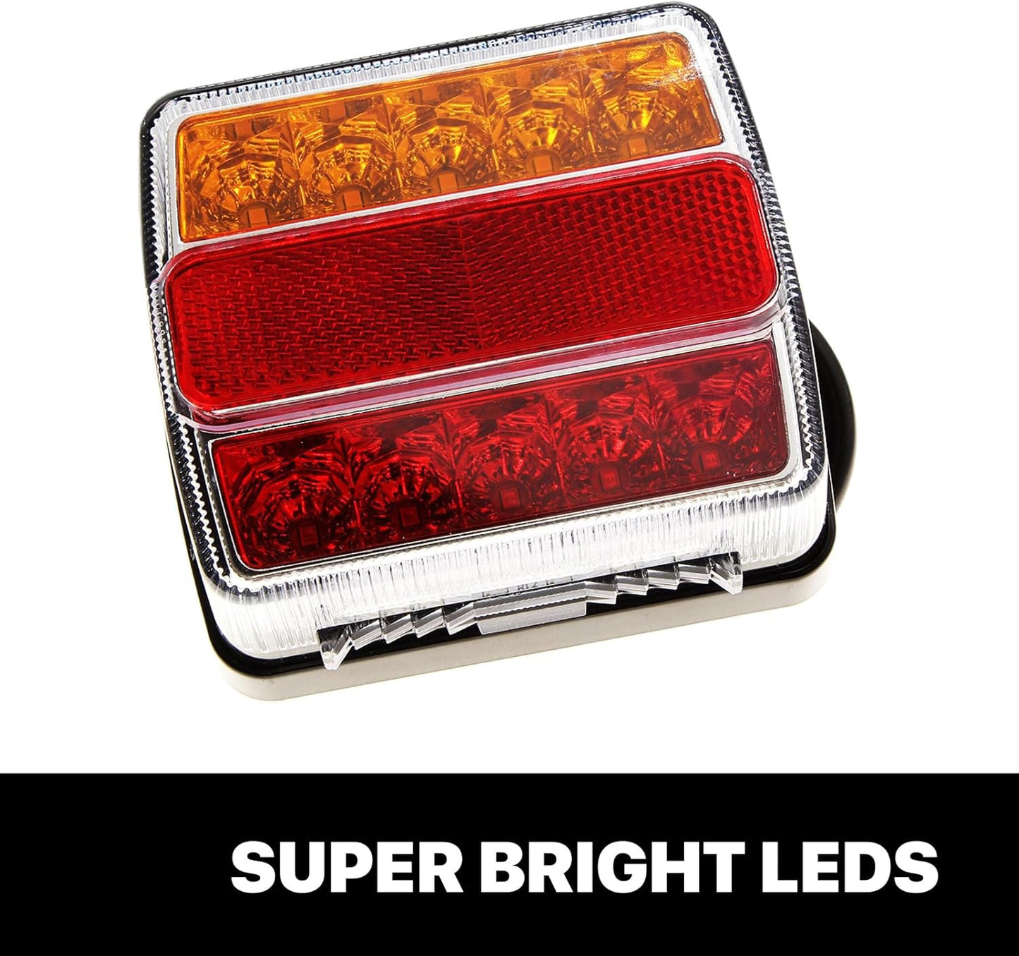 Rear view of LED trailer tail light kit with visible number plate lights