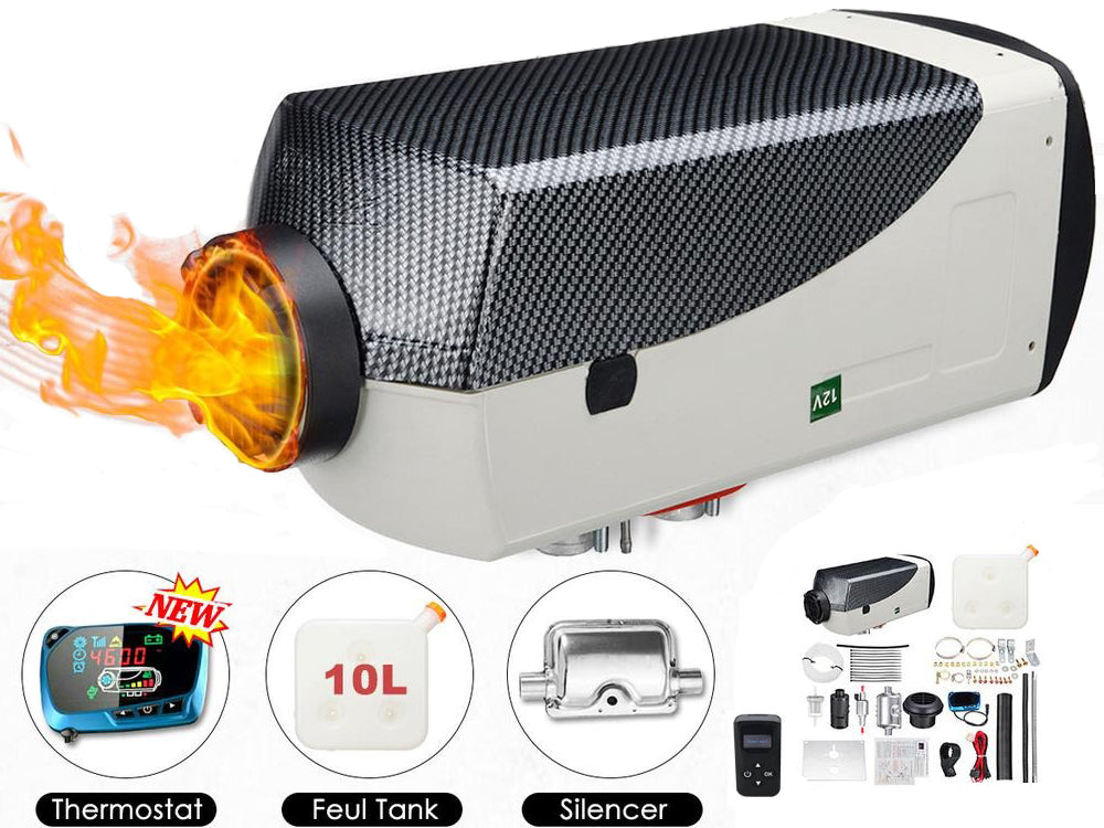 Diesel Air Warmer compact size compared to vehicle dashboard