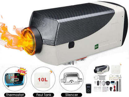 Diesel Air Warmer compact size compared to vehicle dashboard