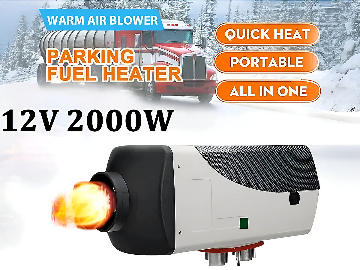 Diesel Air Warmer compact size compared to vehicle dashboard