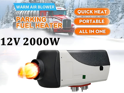 Diesel Air Warmer compact size compared to vehicle dashboard