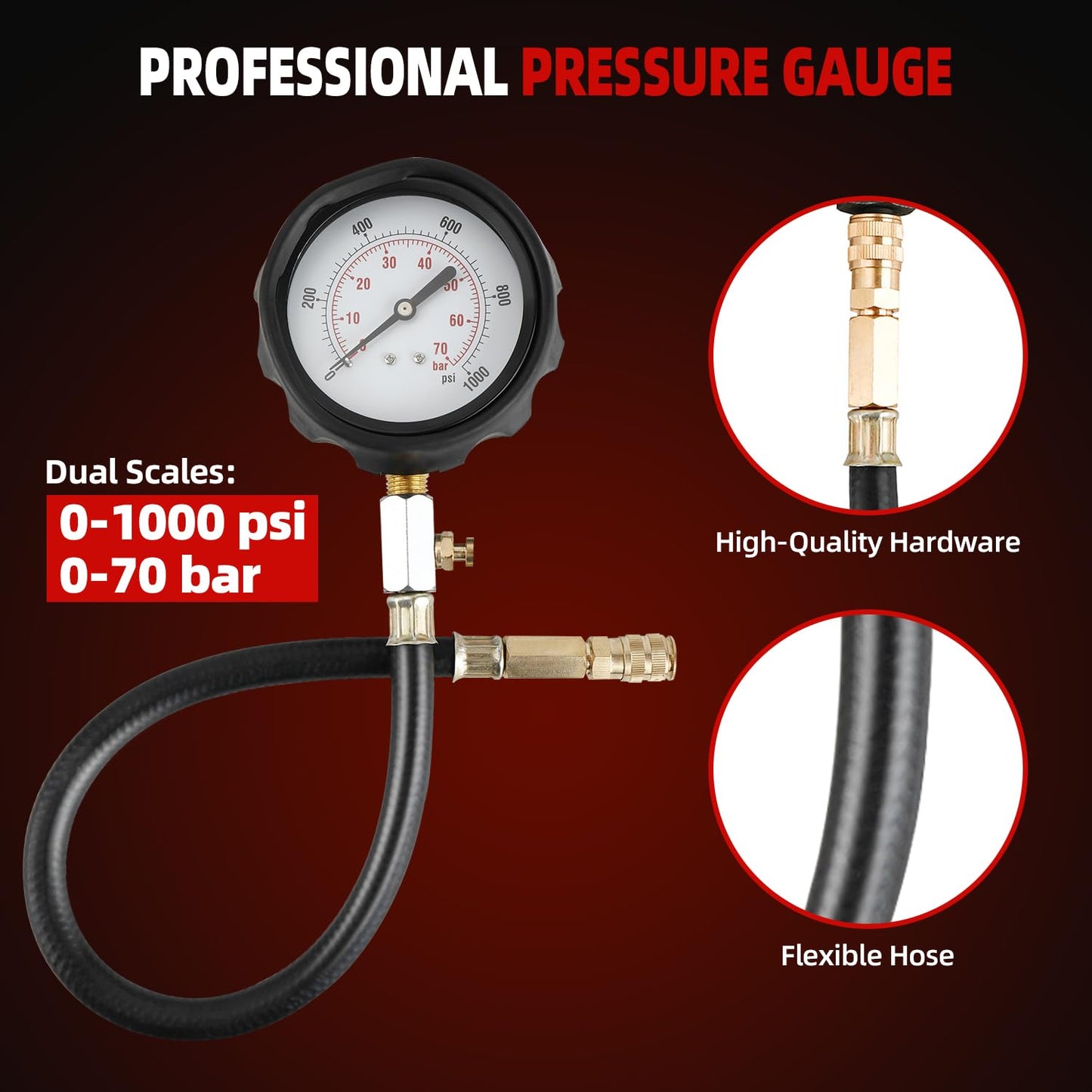 Glow plug adapters included in diesel engine compression tester kit