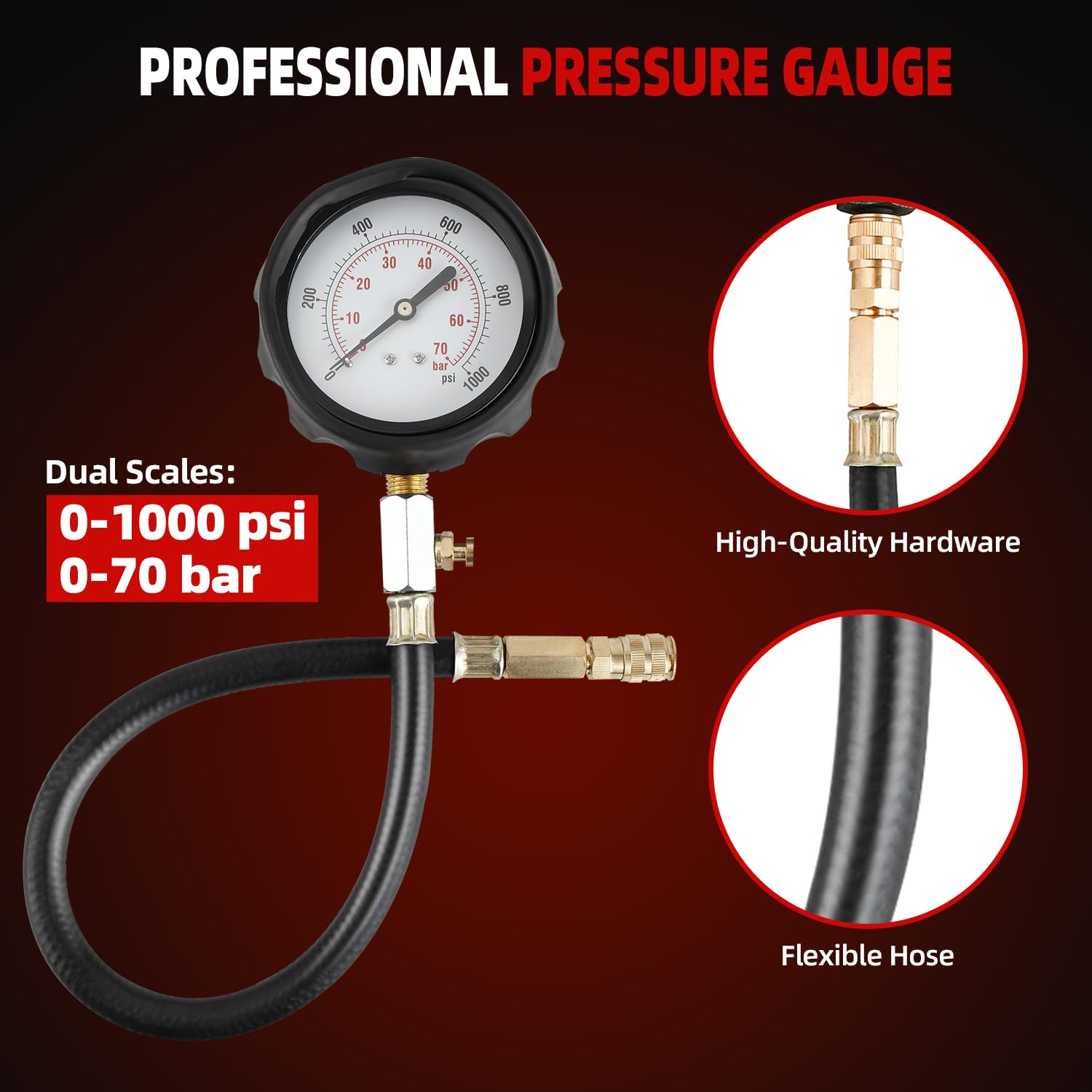 Glow plug adapters included in diesel engine compression tester kit