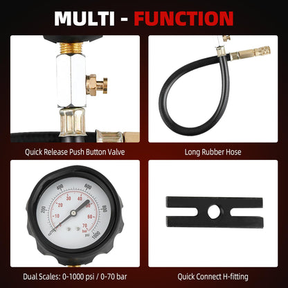 Diesel engine compression tester gauge with easy-to-read dial