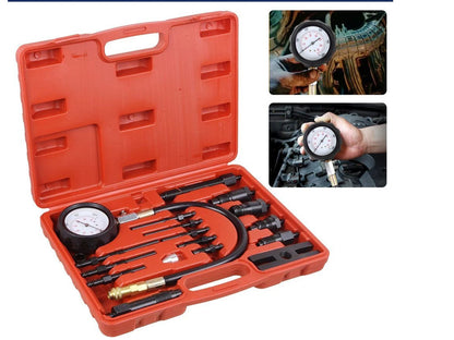 Diesel engine compression tester with injector adapters for trucks