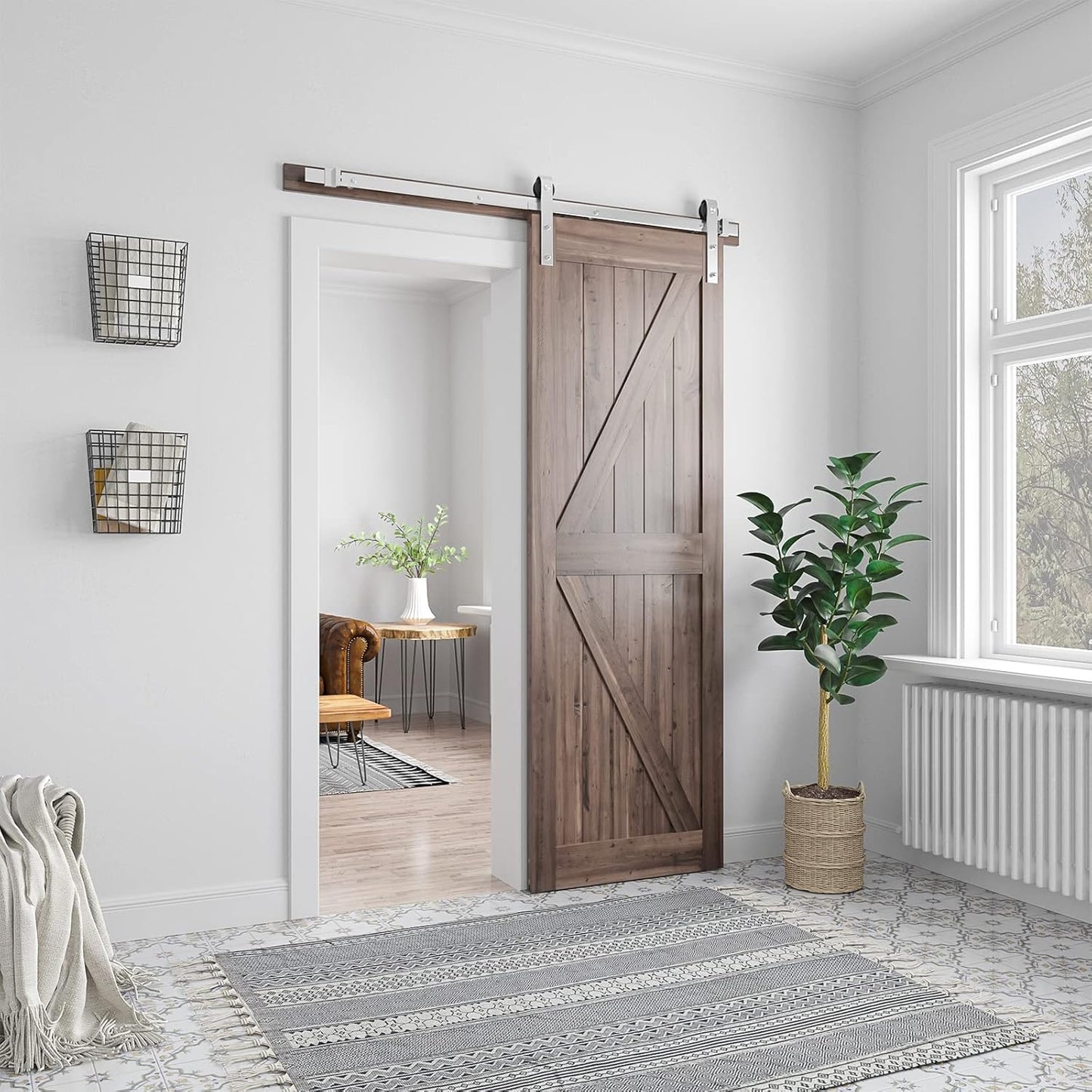 Top angle of electroplated stainless steel barn door hardware