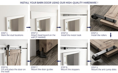 Rubber-capped end stoppers on barn door hardware stainless kit