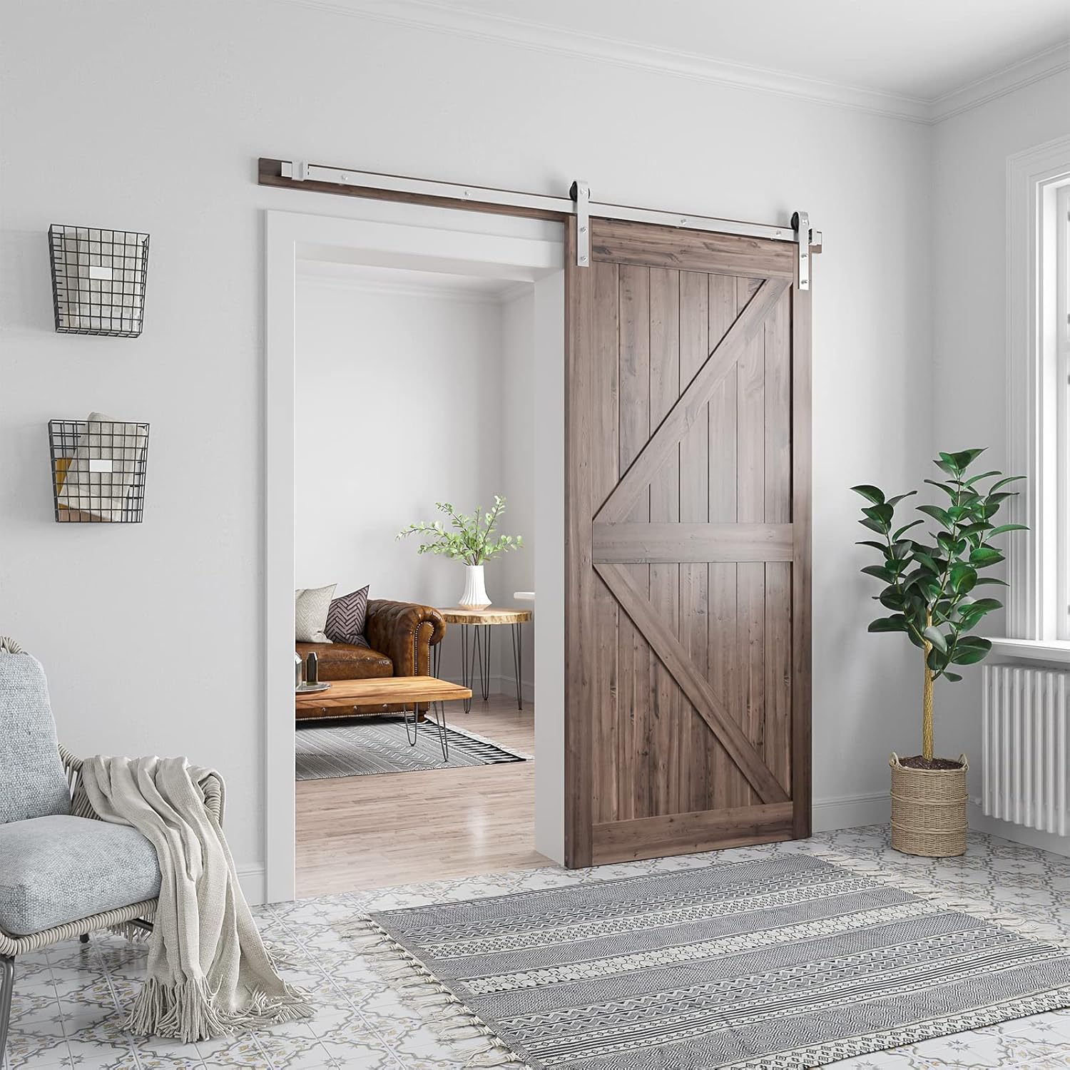 Barn door hardware 2m stainless steel showing brushed finish