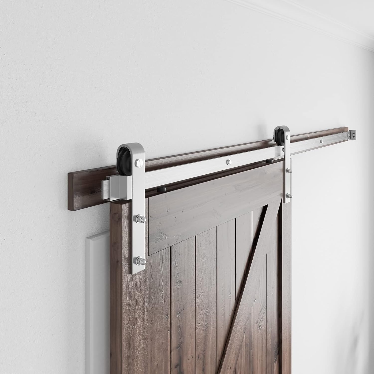 Top angle of barn door hardware 2m stainless steel track and stoppers