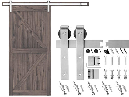 Barn door hardware 2m stainless steel kit with end caps attached