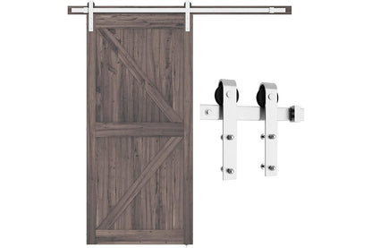 Side view of barn door hardware 2m stainless steel rollers