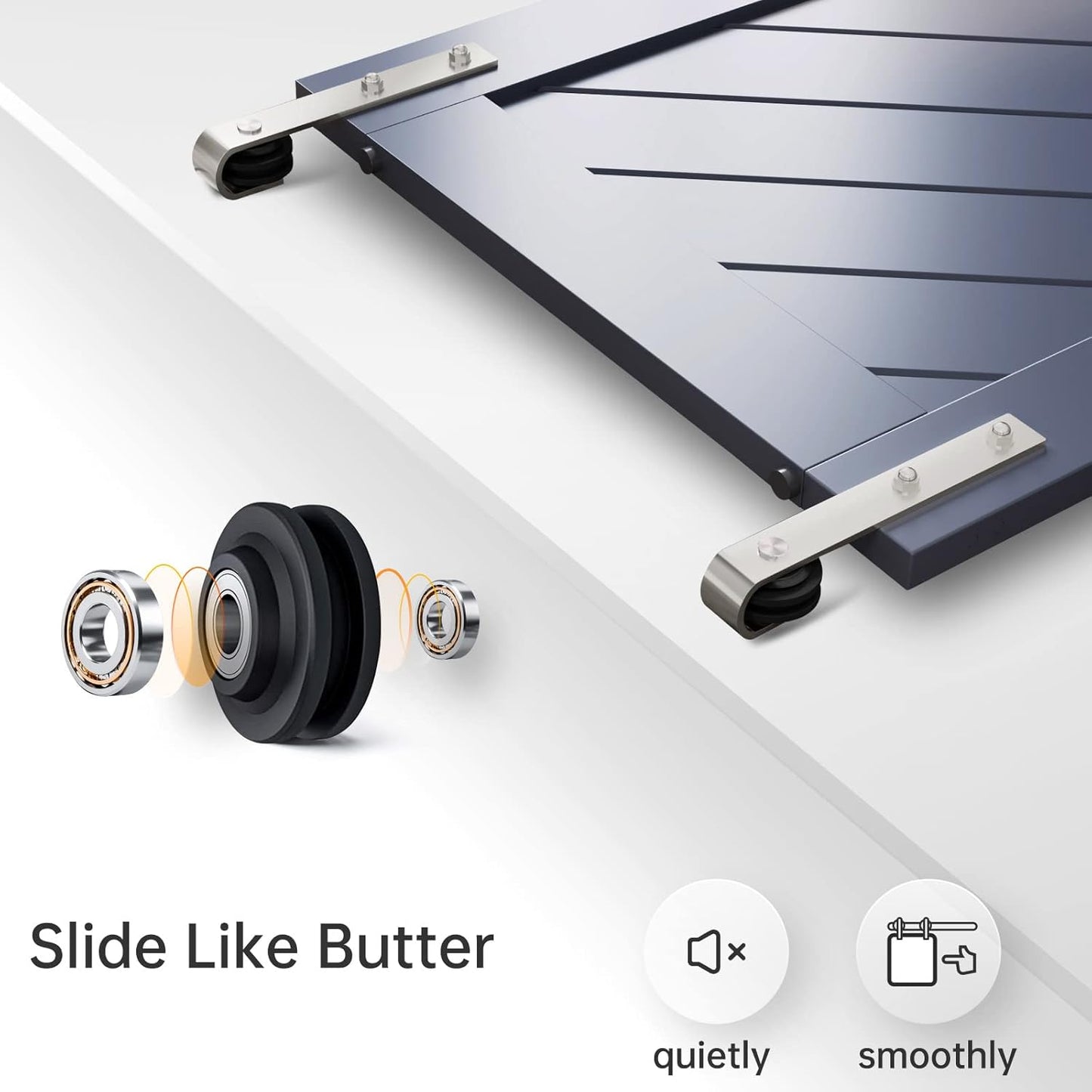 Barn door hardware installed on double sliding doors in home