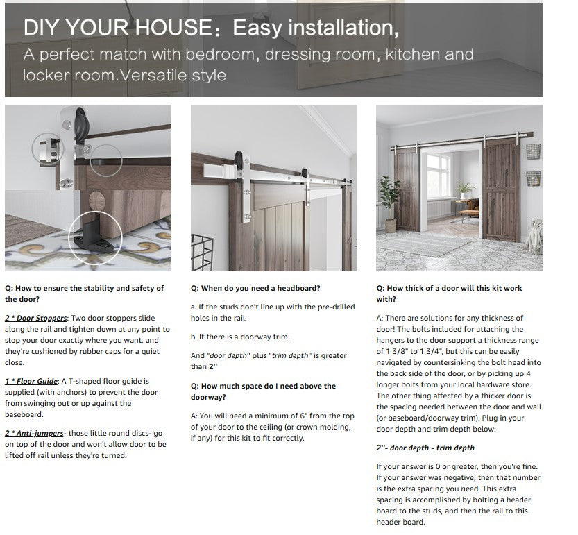 Barn door hardware showing pre-drilled holes for easy fitting