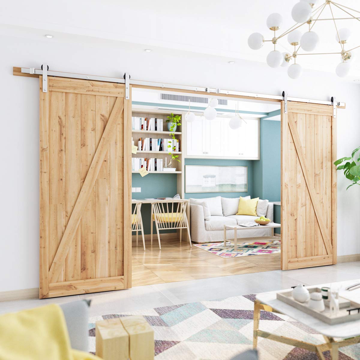 Barn door hardware installed on timber wall in NZ home