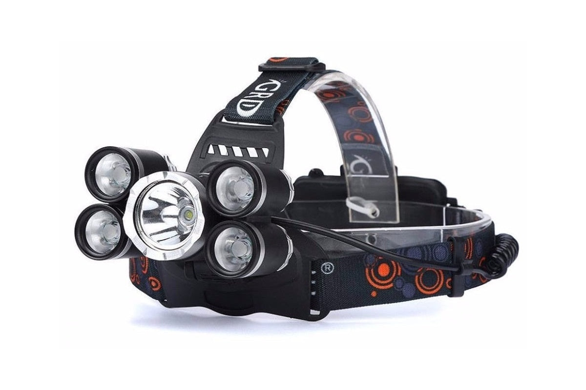 Side angle of LED outdoor headlamp with adjustable head strap