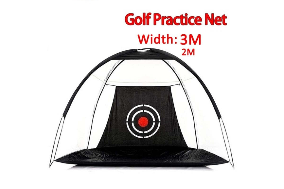 Close-up of black polyester mesh on golf practice net 3M