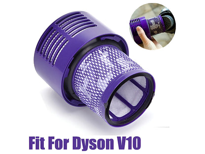 Dyson V10 filter being rinsed under cold water