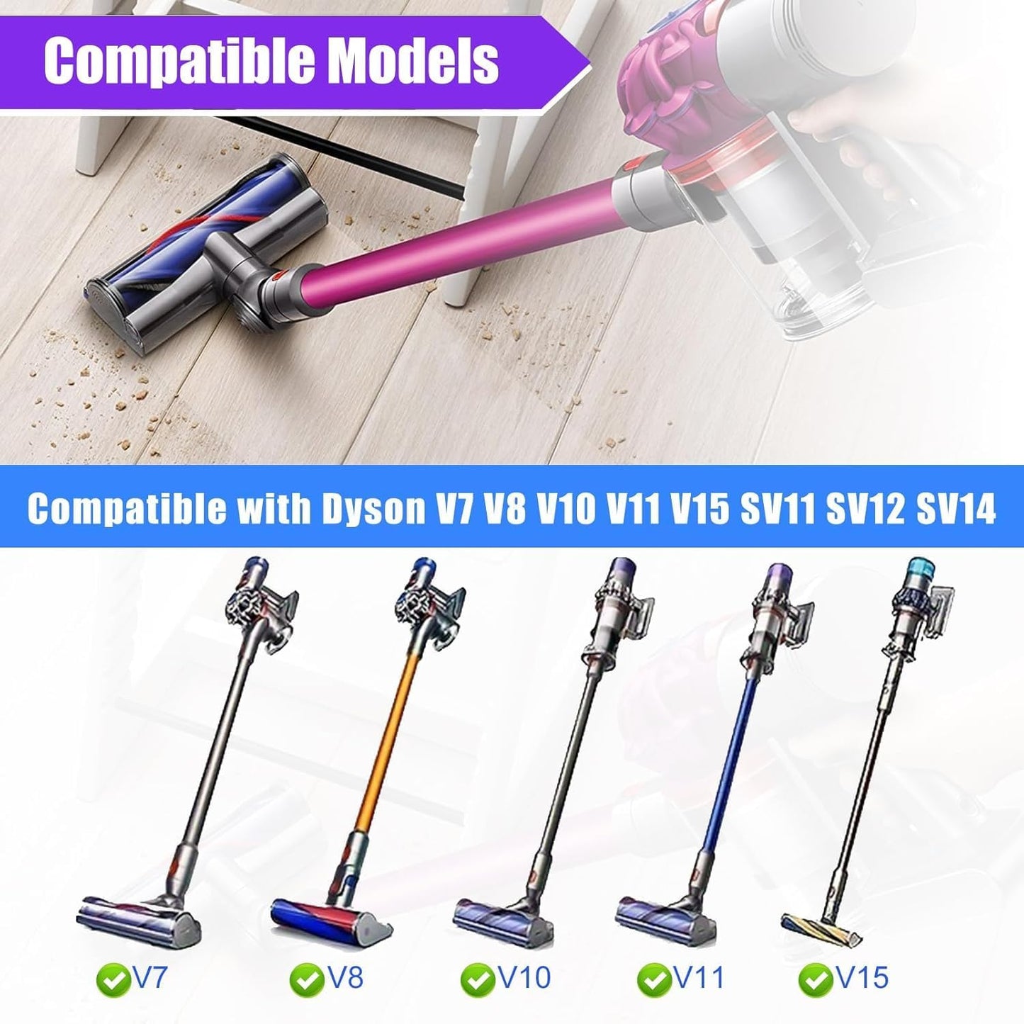 Dysons V7 V8 V10 V11 V15 Vacuum Cleaners Brush Head Compatible Replacement