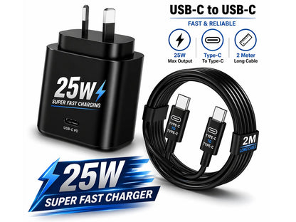 25W Fast Charger USB-C Wall Adapter with 2m Type-C Cable