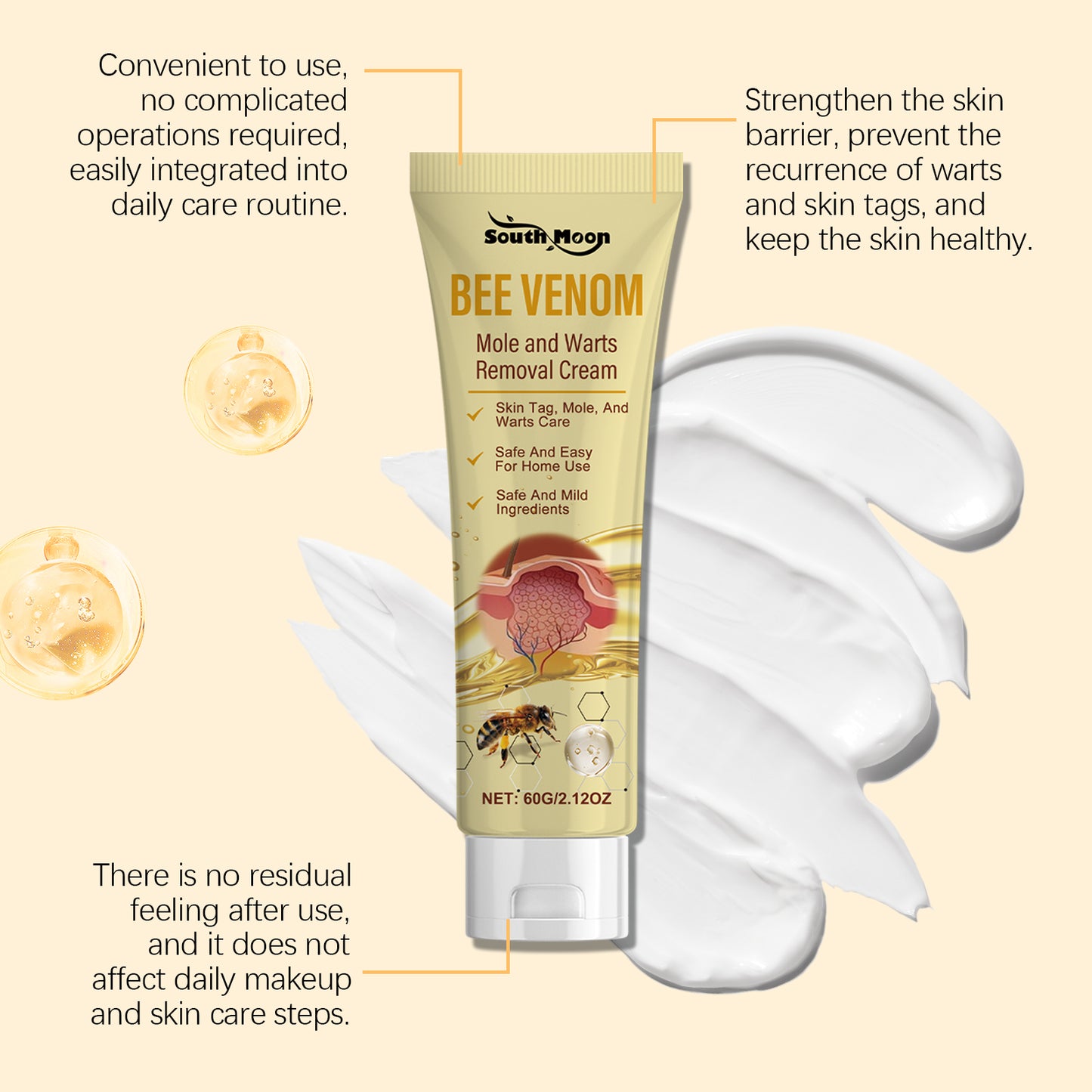 Bee venom cream packaging highlighting natural ingredients