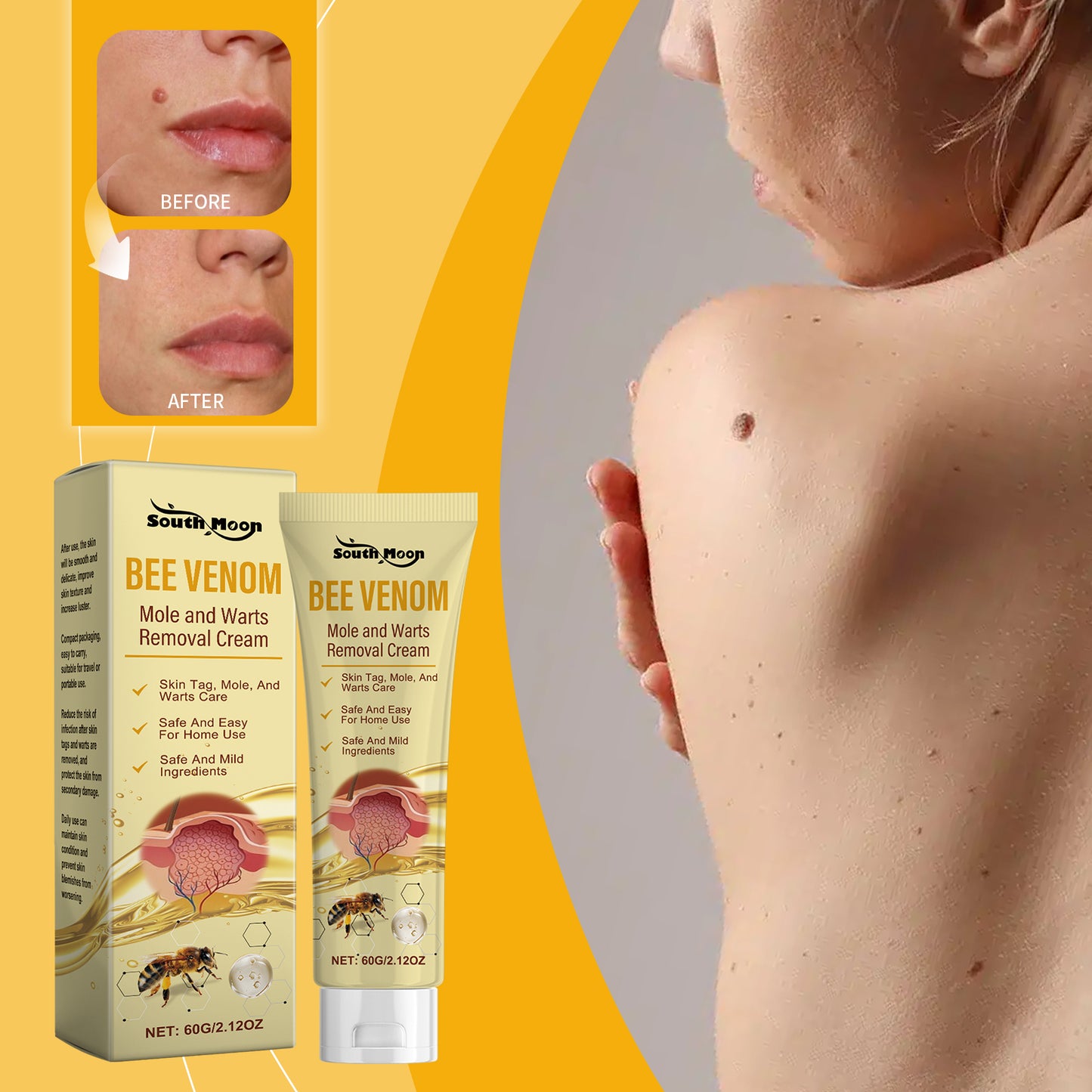 Bee venom cream tube with cap open showing nozzle