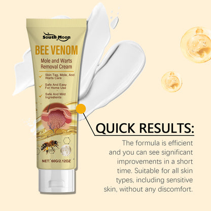 Bee venom cream applied on dry skin patch for hydration