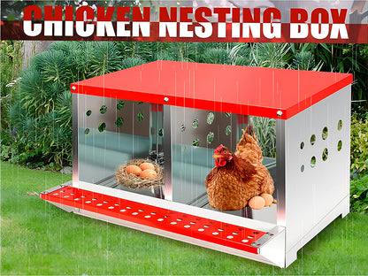 Nesting Box Chicken Hen Roll Away Laying Nest Boxes Chook Brooder 2 Compartment
