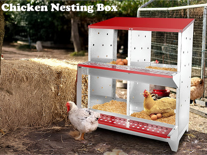 Nesting Box Chicken Hen Roll Away Laying Nest Boxes Chook Brooder 4 Compartment