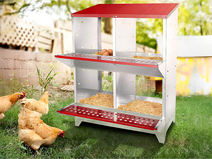 Nesting Box Chicken Hen Roll Away Laying Nest Boxes Chook Brooder 4 Compartment
