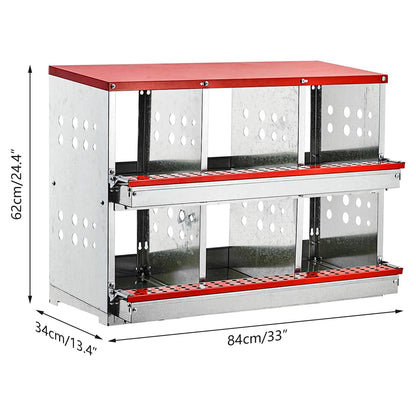 Nesting Box Chicken Hen Roll Away Laying Nest Boxes Chook Brooder 6 Compartment