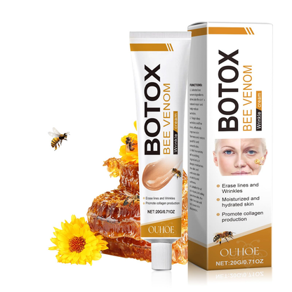 Bee Venom Wrinkle Removal Cream applied to face and neck