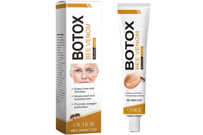 Close up of Bee Venom Wrinkle Removal Cream texture on skin