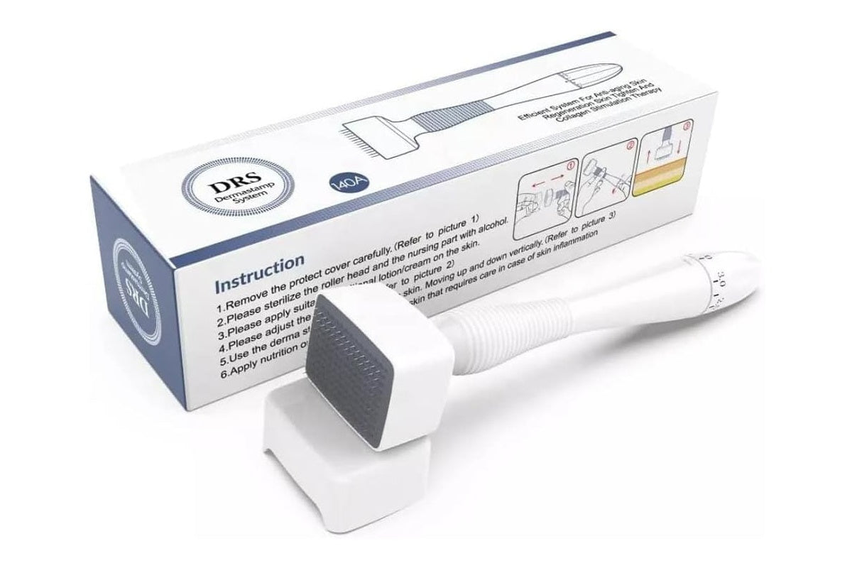 Close-up of Derma Stamp stainless steel needles for skin therapy
