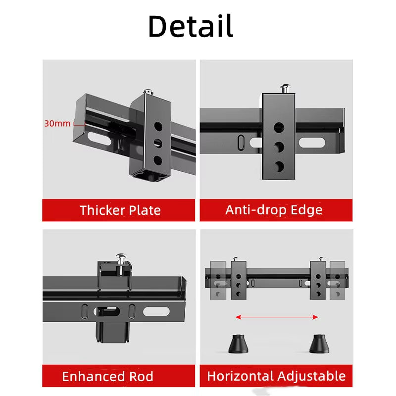 Universal TV bracket stand holding a 65 inch flat screen TV