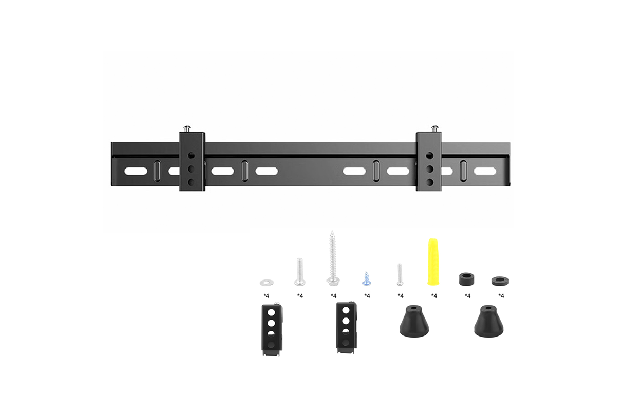 Side angle of universal TV bracket stand showing slim profile